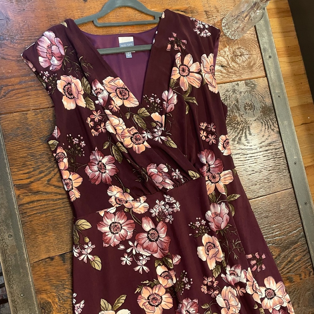 Meri Skye Purple Floral Maxi Dress - Size 1X
